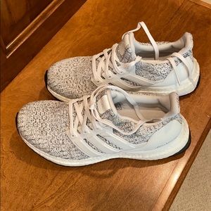 Adidas ultra boost white/gray tennis shoes